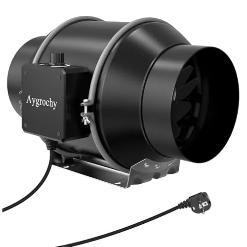 Aygrochy Regelbar Rohrventilator 150mm 595 m³/h, EC Motor Abluftventilator Inline rohrlüfter für Badezimmer, Kühlung, Booster, Wachstumszelte, Hydrokulturen, Heimgebrauch, Belüftung und Abluftgebläse.