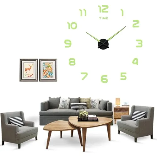 Yolistar Leuchtende Wanduhr Aufkleber DIY, Geräuschlos und Mute, 60-90 cm, Moderne 3D Acryl-Wanduhr, Batteriebetrieben, Dekorative beleuchtete Quartz Uhr für Wohnzimmer, Schlafzimmer, Büro
