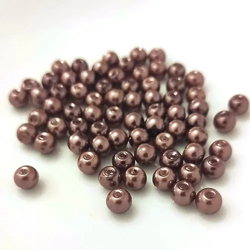 Kopper-24 (4 mm/Braun) Glasperlen - Bastelperlen aus Glas rund - 30 Farben mit Loch Perlen zum Basteln auffädeln Armbänder Traumfänger bunt Set DIY mini kleine große Kinder Bastelperlen Schmuck