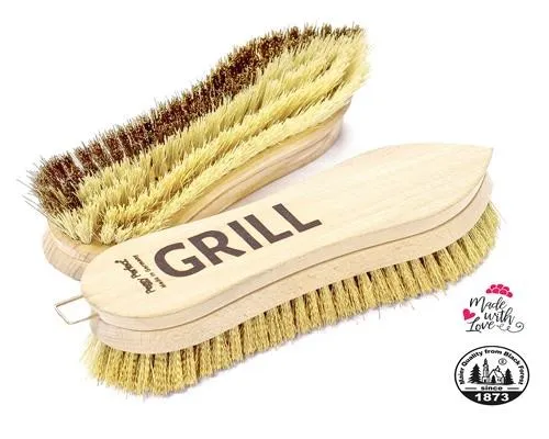 Grillbürste premium aus Buchenholz / Messing- & Fiberborsten - Zweizonen/ Spitz