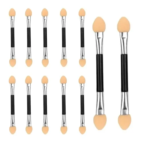 Lidschatten Pinsel, 12 Pcs Sponge Eyeshadow Brush, Schwamm Lidschatten Make Up-Tool, Double Head Eyeshadow Brush, Lidschatten Applikator Lidschattenpinsel
