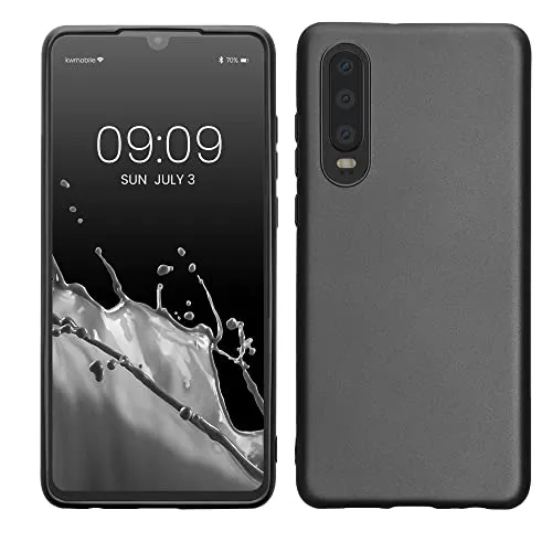 kwmobile Case kompatibel mit Huawei P30 Hülle - Schutzhülle aus Silikon metallisch schimmernd - Handyhülle Metallic Grau