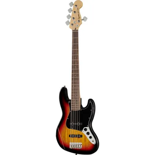Squier Affinity Jazz Bass V 3-SB - J-Bass mit 5 Saiten in 3-Color Sunburst; ideal für vielseitige Musikstile und bietet hervorragenden Klang durch Ceramic Single-Coil Tonabnehmer.