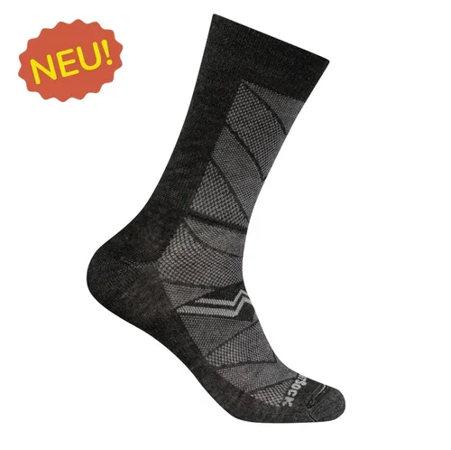 Wrightsock Sportsocken Crew Coolmesh II - Dünn, Atmungsaktiv, Bequem, Schwarz/Pearlgrau, Größe 41,5-45 - Doppellagige Anti-Blasen-Socken für ultimativen Komfort beim Laufen und Wandern. Atmungsaktiv und leicht, ideal für aktive Tage. Beliebtes Modell mit geprüfter Qualität und optimaler Passform.