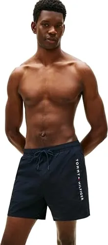 Tommy Hilfiger Herren Medium Drawstring Zip Pocket Badehose, Blue (Desert Sky), XL - Authentische Tommy Hilfiger Badehose mit praktischen Reißverschlusstaschen und verstellbarem Kordelzug für optimalen Tragekomfort am Strand.