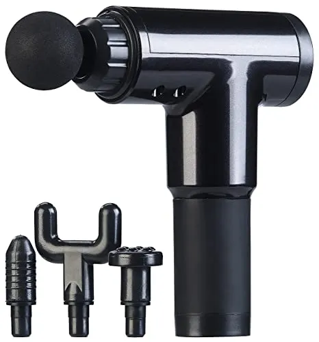 newgen medicals Akku Massagepistolen: Akku-Hand-Massagegerät mit 4 Aufsätzen & 6 Stufen, 2 Ah, 24 Watt (Hand-Massagepistole, Massage Pistole & Aufsatz, Fußmassagegerät)