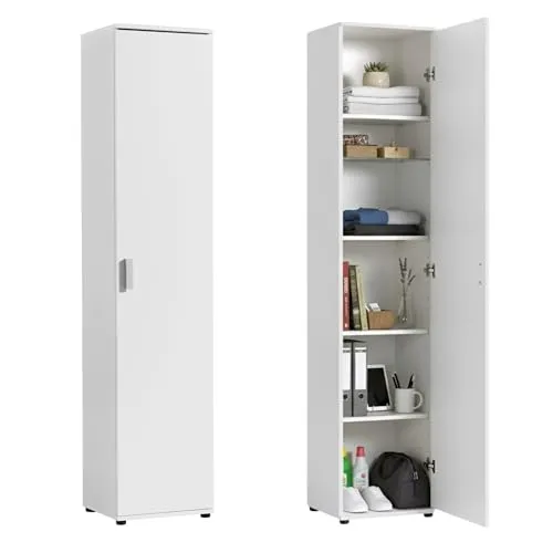 Home Collective Schmaler Mehrzweckschrank 40 cm - Kleiderschrank mit 1 Tür und 4 Einlegeböden, ideal für kleine Räume und vielseitig einsetzbar als Haushaltsschrank oder Büroschrank, hergestellt in Deutschland.