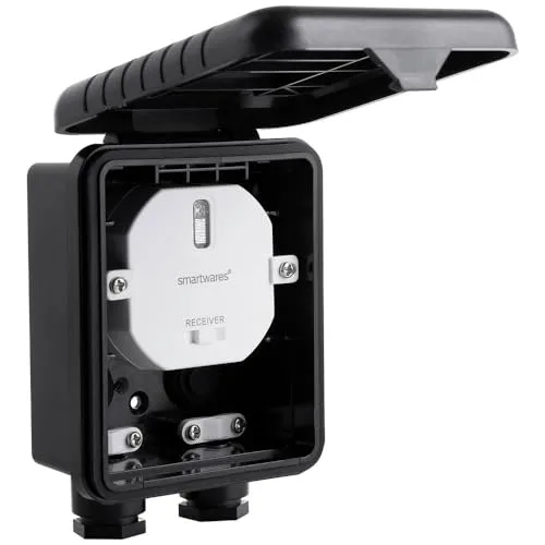 Smartwares SH4-90451 Funk-Schalter 433 MHz - Smart Home Außenempfänger für kabelgebundene Geräte bis 1000 W, wasserdicht und kompatibel mit BASIC-Sendern für einfache Steuerung.