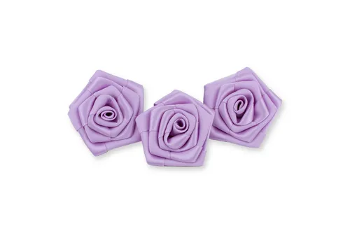 Creativery Streudeko, Satinrosen 6cm zum Basteln & Aufnähen 3 Stück Helllila