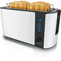 Arendo Automatik Langschlitz Toaster mit Brötchenaufsatz in weiß von Arendo
