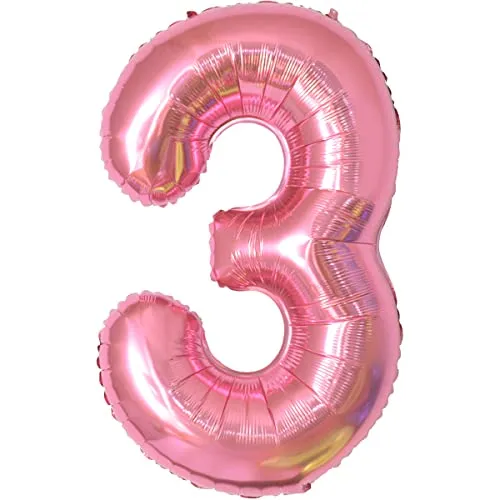 Geburtstag zahlen luftballon 3 jahre | Folienballon 3 XXL Rosa-Riesen Folienballon in 40