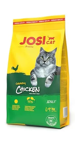JosiCat Crunchy Chicken (3 x 1,9 kg) | Adult | Premium Trockenfutter für Katzen | mit zartem Hühnchen & wertvollen Fettsäuren | Powered by JOSERA | Katzenfutter | Alleinfuttermittel | 3er Pack