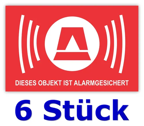 X Aufkleber Alarmgesichert Alarmaufkleber Alarm Alarmanlage ca. 85 x 55 mm 6