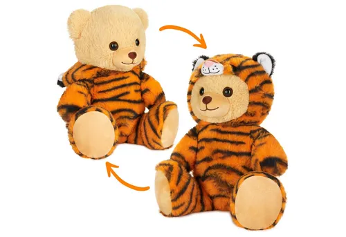 BRUBIES Kuscheltier Teddy Tiger - 25 cm Teddybär im Tigerkostüm mit Kapuze (Plüschtier für kuschelige Abenteuer, 1-St), Kuscheltier Geschenk für Kinder