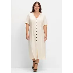 Witt Etuikleid Kleid Kurzarm im Leinen-Mix, mit Knopfleiste beige 44