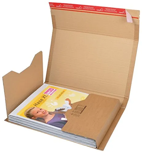 ColomPac CP020.18 Wickelverpackung - Kartons aus stabiler B-Welle, mit Selbstklebeverschluss und integriertem Aufreissfaden für müheloses Öffnen. FSC zertifiziert und klimaneutral.