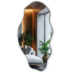 Tulup Spiegel Blaugrau 40x80 cm – Unregelmäßiger Wandspiegel aus Glas - Stylischer Wandspiegel mit unregelmäßiger Form, ideal für jeden Raum. Er reflektiert Licht, schafft optische Weite und setzt dekorative Akzente. Perfekt für Schlafzimmer, Wohnzimmer und Flure.