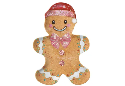 EasyLife Servierteller Sweet Christmas - Lebkuchenmännchen-Design - Festlicher Servierteller aus Porzellan, spülmaschinengeeignet und ideal für die Weihnachtszeit. Maße: 25 cm x 17 cm, perfekt für leckere Snacks und dekorative Anlässe.
