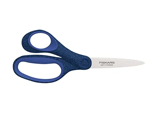 Fiskars Schülerschere - Linkshändig, 18 cm, Edelstahl-Klingen, ergonomisches SoftGrip-Design für präzises Schneiden und kreatives Arbeiten