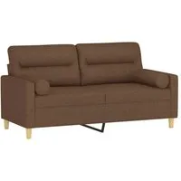 vidaXL 2-Sitzer-Sofa mit Zierkissen Braun 140 cm - Modernes 2-Sitzer-Sofa mit robustem Metallgestell und abnehmbaren Kissenbezügen. Ideal zum Entspannen und Plaudern, bietet zusätzlichen Komfort durch dicke Polsterung und dekorative Zierkissen.