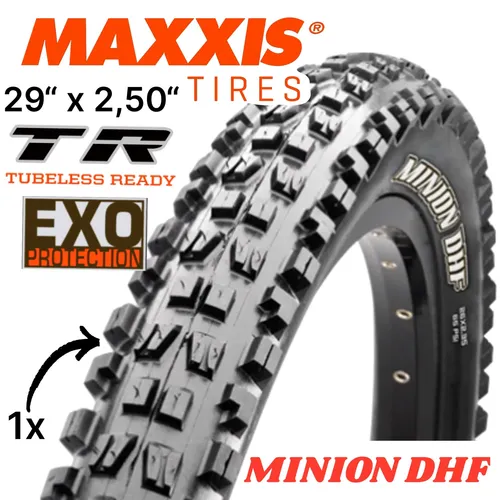 MAXXIS MINION DHF 29x2,5'' WT Faltreifen für MTB und E-Bike - Fahrradreifen für Downhill und Freeride, schlauchlos und faltbar, ideal für anspruchsvolle Trails und Rennen.