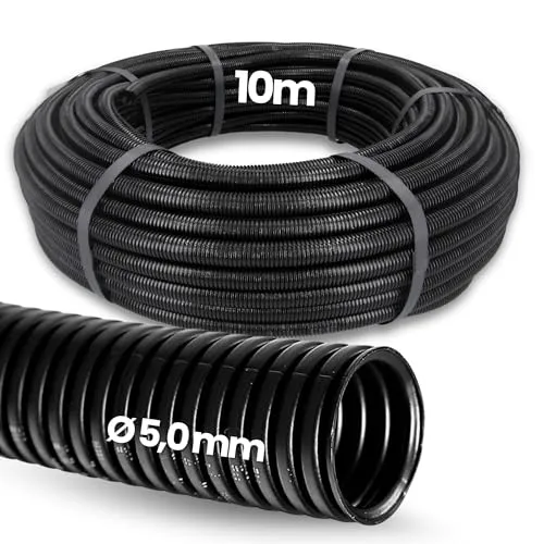 Meter Kalitec Wellrohr geschlossen NW 4,5 I ungeschlitzt Wellschlauch I Marderschutzrohr I Leerrohr I Kabelschutz AD 7,1 mm ID 5,0 mm 10