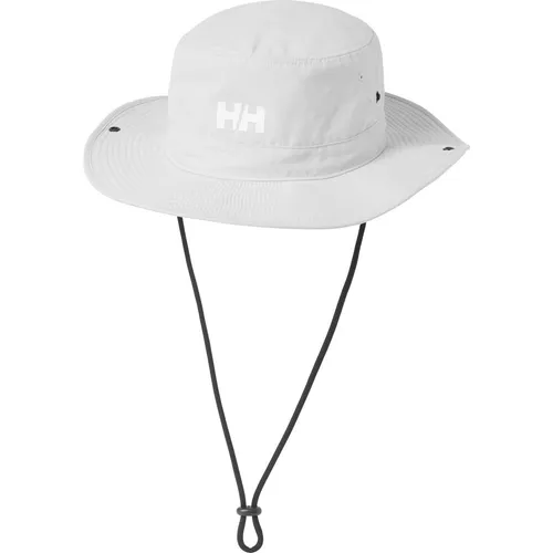 Helly Hansen Crew SUN Hat grau (853) - Unisex Sonnenhut für Outdoor-Aktivitäten, schützt vor Sonne mit breiter Krempe und korrosionsbeständiger Kunststoffborte. Verstellbarer Kinnriemen für sicheren Sitz, ideal für Segeln und Freizeit.