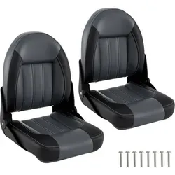 COSTWAY Hochlehner Bootssitz, 2er Set – Klappbare Steuerstühle mit 7 cm Polsterung - Genießen Sie höchsten Komfort auf dem Wasser mit diesen ergonomischen Bootsstühlen. Wetterfestes PVC-Leder und klappbares Design ermöglichen eine einfache Lagerung und Montage auf verschiedenen Booten.