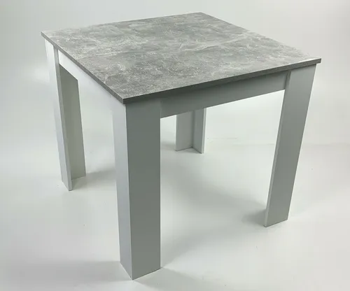 Möbel SD Esstisch Beton Optik Weiß 80x80 - Moderner Esstisch in Beton Optik, ideal für kleine Küchen oder Singlewohnungen. Robuste Eck-Tischbeine sorgen für sicheren Stand und elegantes Design.