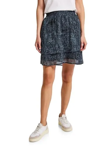 Gemusterter Chiffon Rock - Röcke für Damen, kurzer Sommerrock mit elastischem Bund und seitlichen Taschen für angenehmen Tragekomfort und stilvolles grafisches Muster.