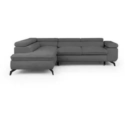 S-STYLE Ecksofa Bonnie mit Schlaffunktion – grau, 275 cm - Das S-STYLE Ecksofa Bonnie bietet nicht nur eine praktische Schlaffunktion, sondern überzeugt auch durch hochwertige Materialien. Ideal für gemütliche Abende und flexible Raumnutzung in Ihrem Wohnzimmer.