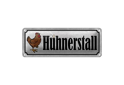 Roomando Metallschild Blechschild Hinweis 27x10cm Hühnerstall Eier Huhn Dekoration