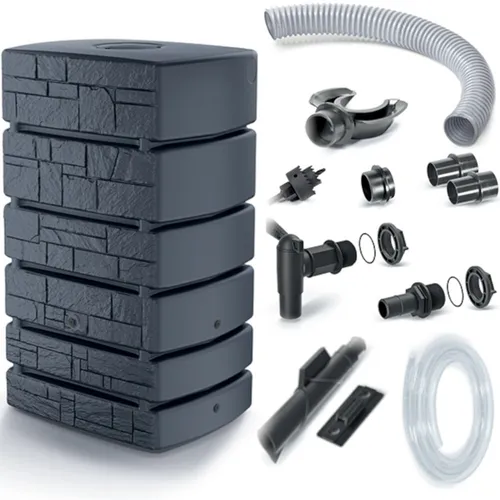 Set Turmstein 500L Regenwassertank mit Anschlusskit