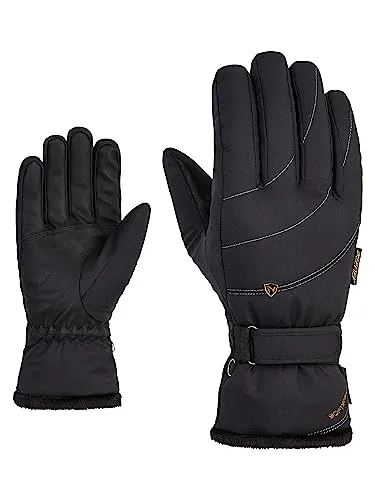 Ziener Kahli-z PR Glove Lady black.gold art (12495) 8,5 - Warme Skihandschuhe für Frauen mit PrimaLoft CROSS CORE Technologie für optimale Isolation und Komfort, wasser- und windabweisend sowie aus recyceltem Material gefertigt.