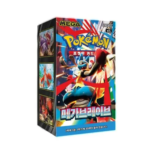 Pokémon Mega Brave M1L Booster Box (Koreanisch) - Entdecken Sie die Pokémon Mega Brave M1L Booster Box mit 30 Packs und 5 Karten pro Pack. Ideal für Sammler und Spieler, um Ihr Deck zu erweitern!
