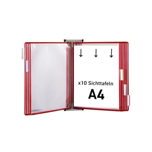 Tarifold Sichttafelsystem 414103 Wandhalter - Wandhalter mit 10 A4 Sichttafeln aus reflexionsfreier PVC-Folie. Ideal für Lager- und Produktionsumgebungen, praktisch erweiterbar und mit 10 Jahren Herstellergarantie.