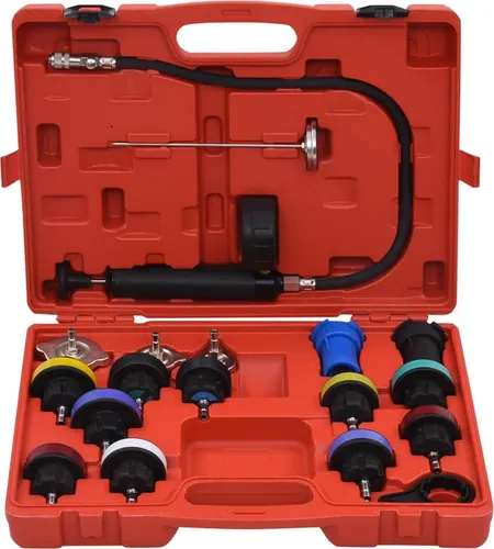 Kühlsystem Prüfgerät 18-tlg. - vidaXL - Sonstige Kategorie, 18-teiliges Kühler Abdrückgerät mit praktischem Kasten für einfaches Arbeiten und zuverlässige Drucktests.
