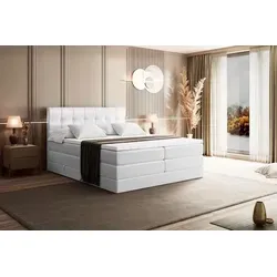 Altdecor Boxspringbett, Weiß Hochglanz, 160x200 cm - Schlafzimmer: Boxspringbett mit zwei Bettkästen für viel Stauraum, ideal für erholsame Nächte dank hochwertiger Matratzen und allergikerfreundlicher Materialien.