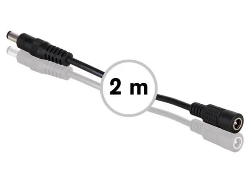 HQ-Power VERLÄNGERUNGSKABEL MIT DC-STECKER/-BUCHSE - 2 m - SCHWARZ