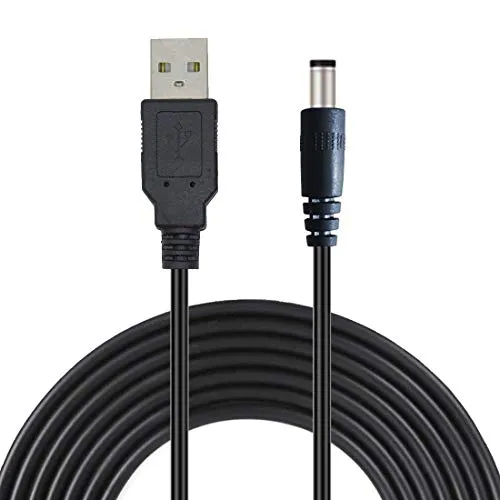 Liwinting 2m/6.56Feet USB auf DC Stecker, 5V USB-zu-DC-Kabel, 5,5 mm x 2,1 mm-DC-Stecker-Buchse Konverter Power-Ladekabel, Anzug für 5,5 mm x 2,1 mm Laptops, Router, Tastatur usw. - Schwarz