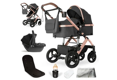 Bergsteiger Kombi-Kinderwagen Nizza 3 in 1 - Vielseitiger Kinderwagen mit Auto-Babyschale und optionaler Isofix Station, ideal für Eltern, die Mobilität und Sicherheit schätzen.