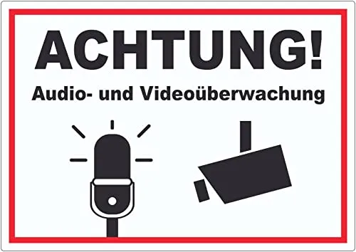 Achtung Audio- und Videoüberwachung Aufkleber A7 (74x105mm)