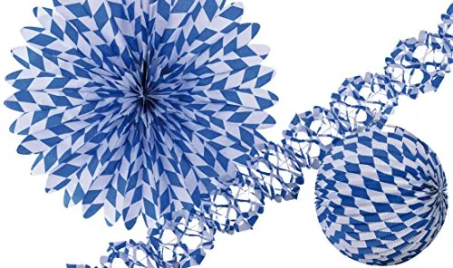 Bayrische Lampion Girlande für Wiesn 3 tlg Raumdeko für Mottopartys