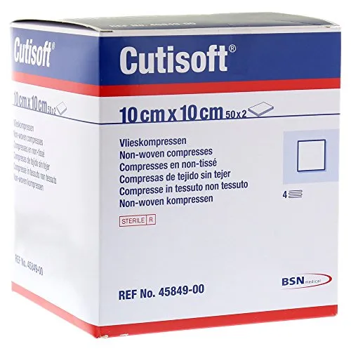 Cutisoft Vlieskompressen 10x10 cm Steril, 50X2 St - Medizinische Geräte & Verbrauchsmaterialien - Hochabsorbierende Vlieskompressen für optimale Wundversorgung, steril verpackt für maximale Hygiene.