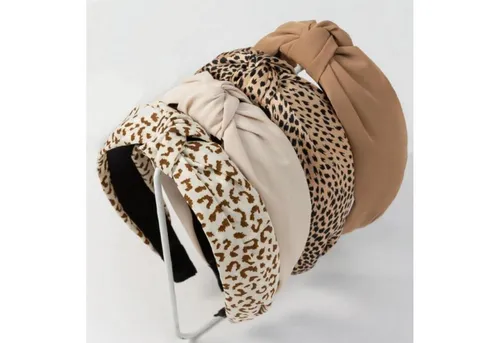 LuxusKollektion Haarband Stirnbänder Set Damen, breiter Knoten, Leopard Haarreifen