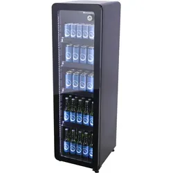 Gastro-Cool Retro Glastürkühlschrank - 140l - elegant in Schwarz - Kühlschränke mit 140l Volumen, stilvolles Retro-Design und effiziente Kühlung ideal für Gastronomie. Mit Glastür und LED-Beleuchtung für optimale Präsentation.