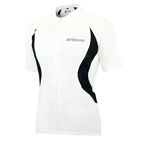Airtracks Herren Fahrradtrikot Kurzarm Team Radtrikot Jersey Bike Radler Shirt Atmungsaktiv Schnelltrocknend Reflektierend Größen XS S M XL XXL XXXL XXXXL - Weiss - XL
