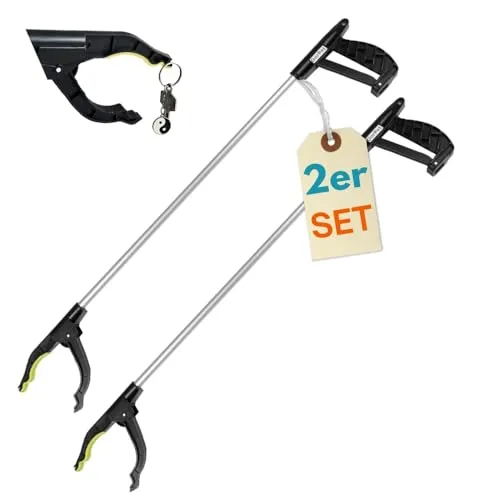 2er Set Müllzange für Senioren und Kinder - Greifhilfen mit ergonomischem Griff, leicht und ideal für drinnen und draußen. Perfekt zum mühelosen Müllsammeln ohne Bücken!