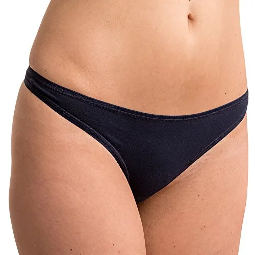 HERMKO 5050 Damen String aus Baumwolle/Elastan, Farbe:Marine, Größe:32/34 (XS)