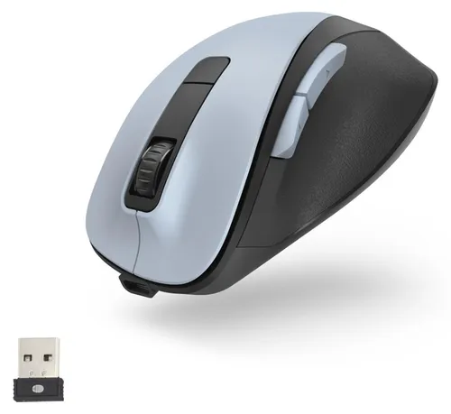 Hama MW-500 Recharge - Ergonomische 6-Tasten-Funkmaus in Polarblau, 75 Tage Akkulaufzeit und BlueWave-Technologie für präzise Steuerung